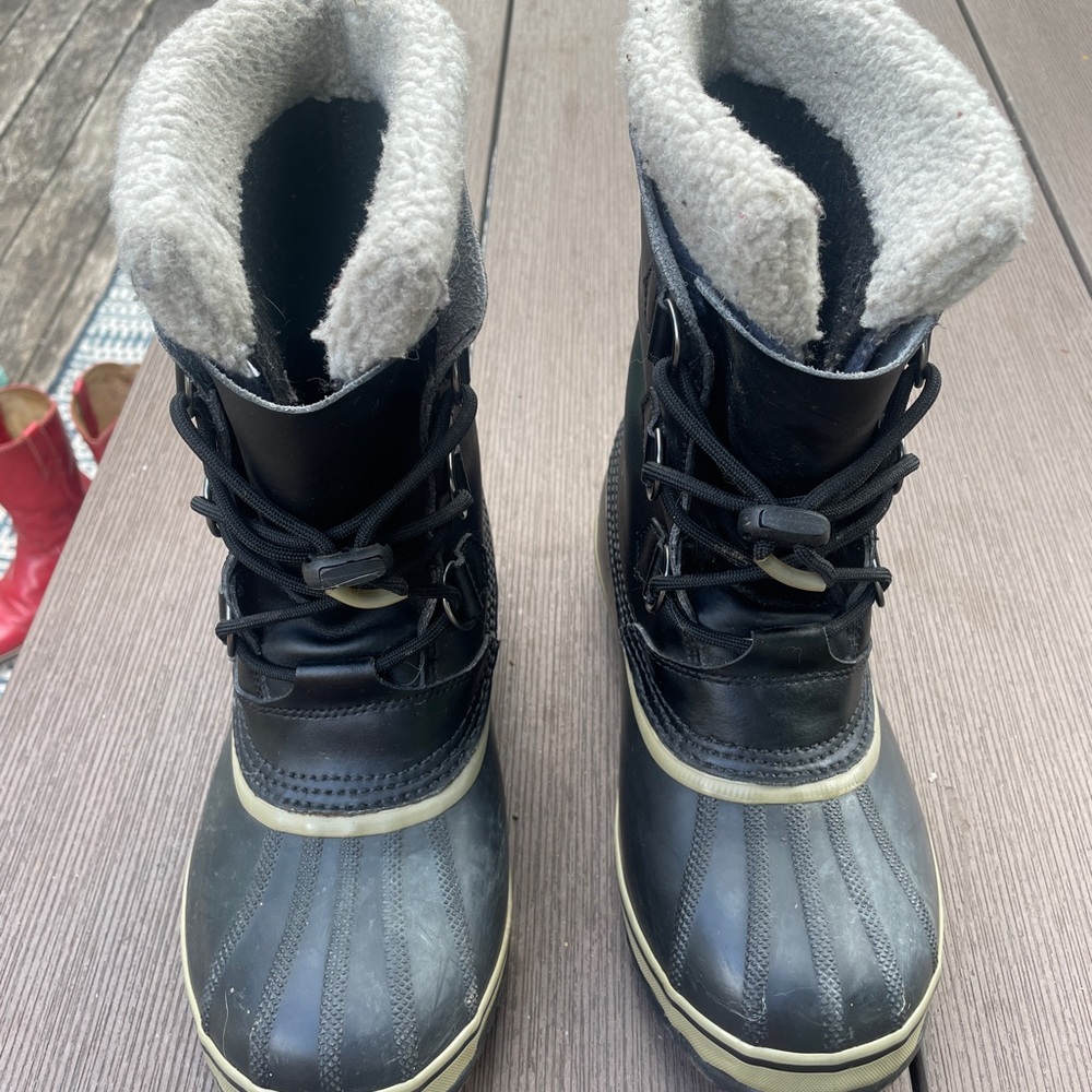 Sorel Black Yoot Pac TP Waterproof Leather Boot Size 7
